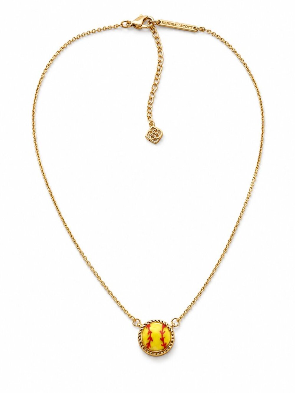 Kendra Scott Softball Gold Short Pendant Necklace NWT